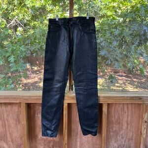 DEFY Men's Cow Skin Motorcycle Pants Heavy Duty Leather Black Size 32. NEW